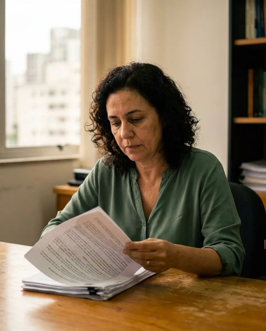 Gestora de RH revisando documentos